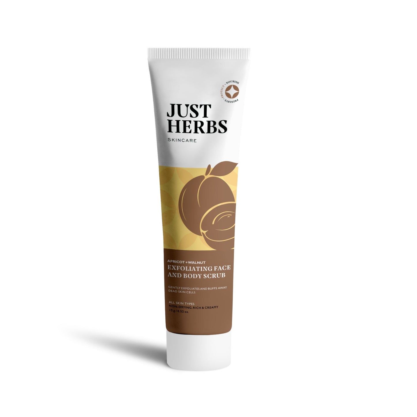 Just Herbs Apricot + Walnut Exfoliating Face & Body Scrub - 15g