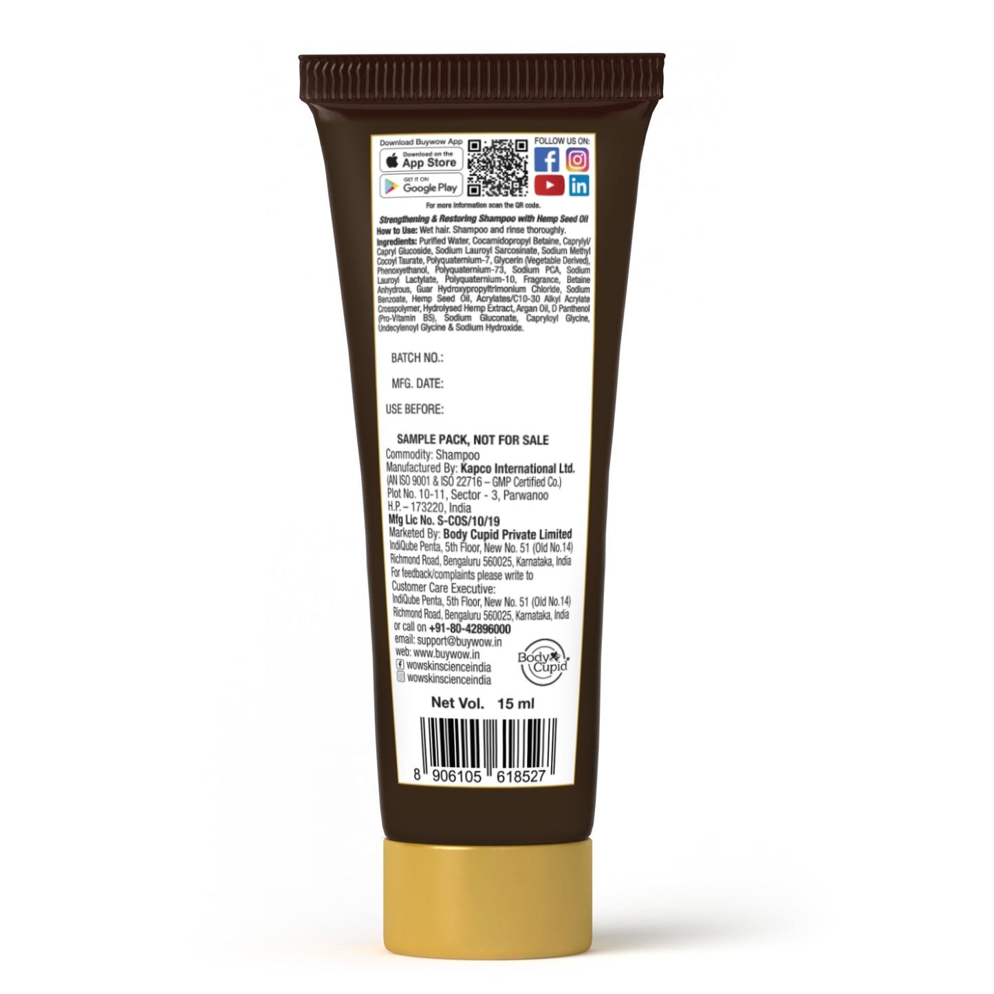 WOW Skin Science Hemp Shampoo 15ml